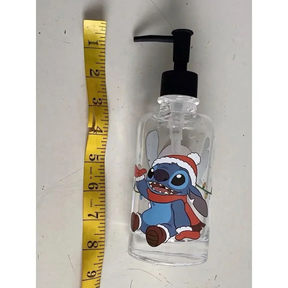 Disney Stitch &‎ Scrump Christmas Santa Hat Soap Dispenser Clear Glass NEW